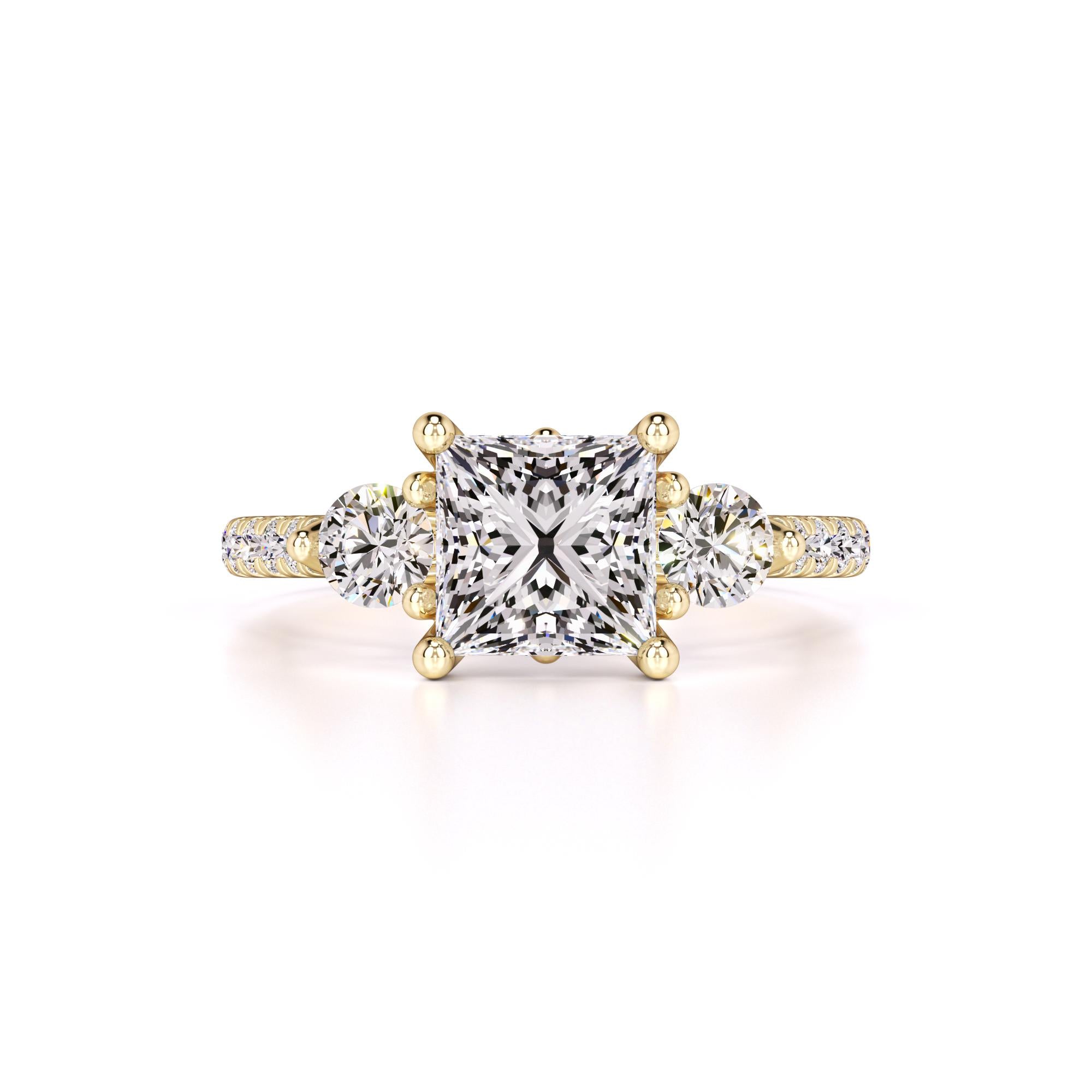 Saffron Moissanite & Lab Grown Diamond Ring | Yellow Gold | 1