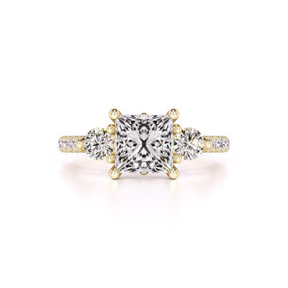 Saffron Moissanite & Lab Grown Diamond Ring | Yellow Gold | 1