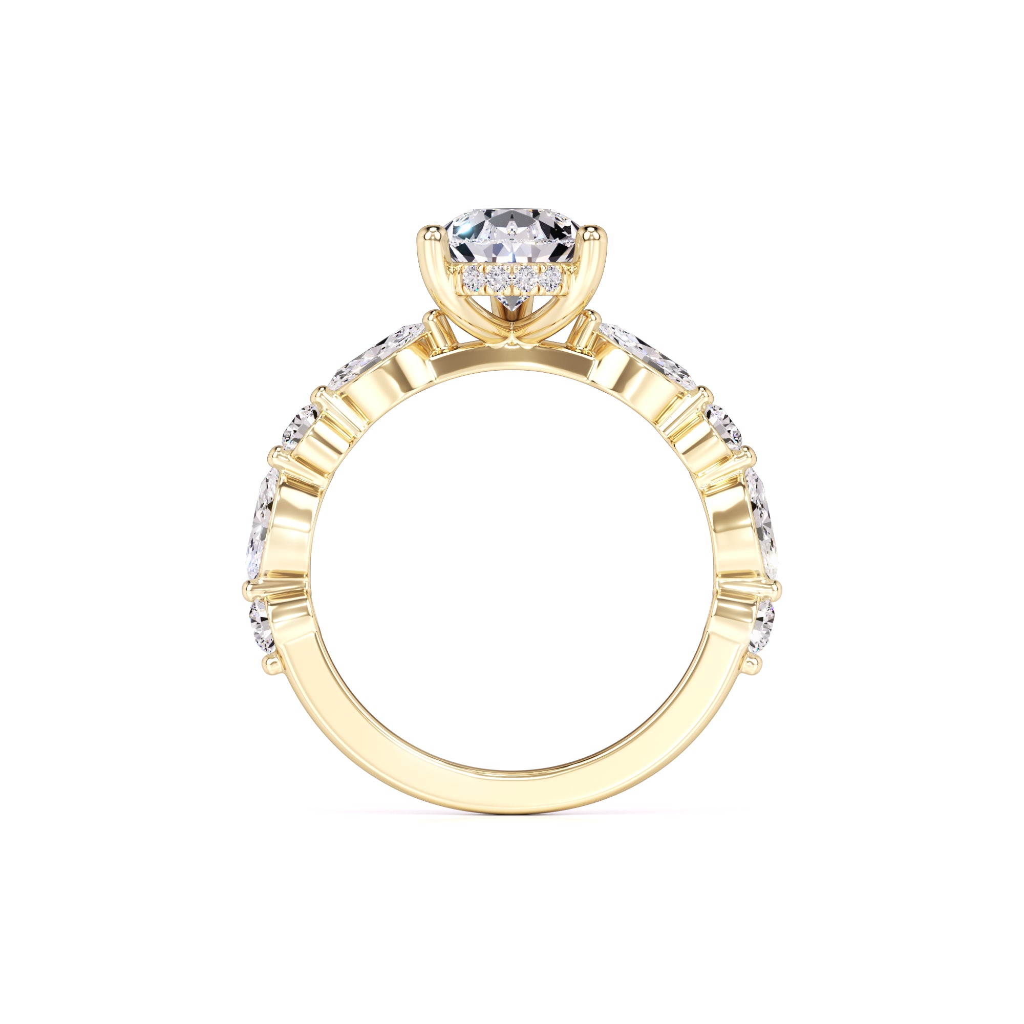 Miley Moissanite & Lab Grown Diamond Ring | Yellow Gold | 4