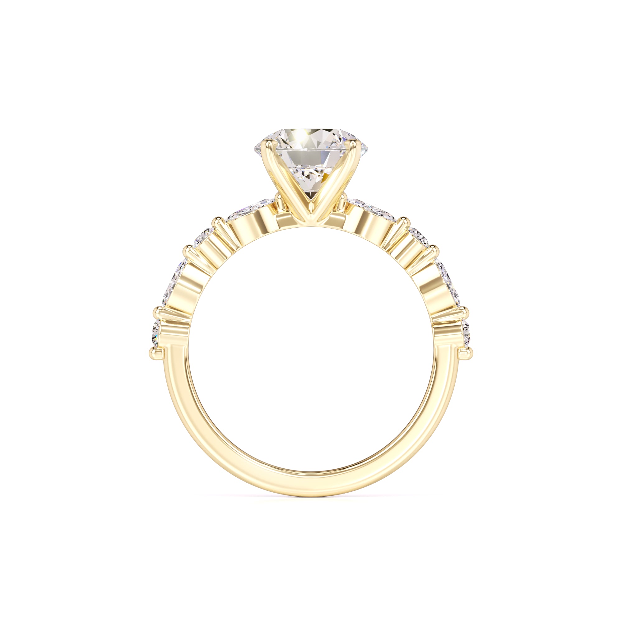 Cameron Moissanite & Lab Grown Diamond Ring | Yellow Gold | 4