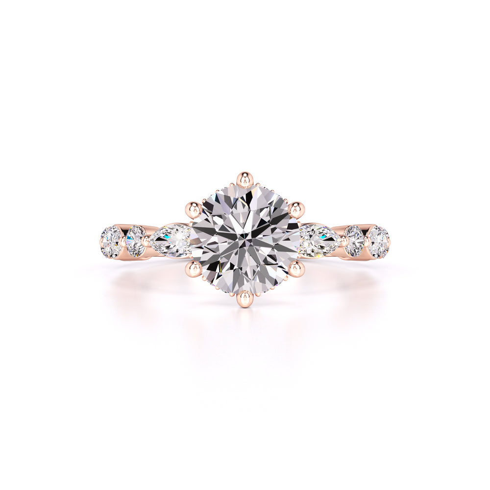 Lucy Moissanite & Lab Grown Diamond Ring | Rose Gold | 1