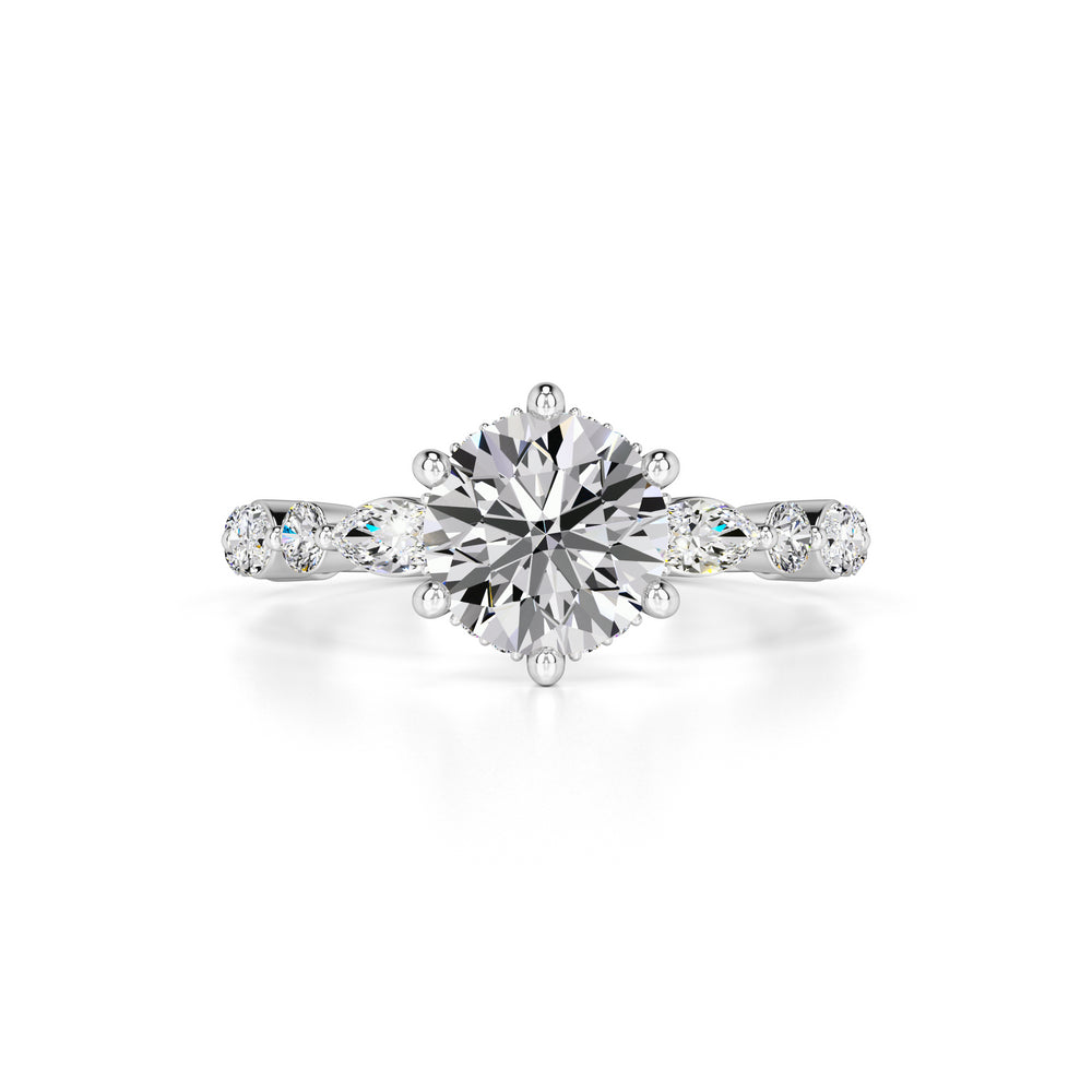 Lucy Moissanite & Lab Grown Diamond Ring | White Gold | 1