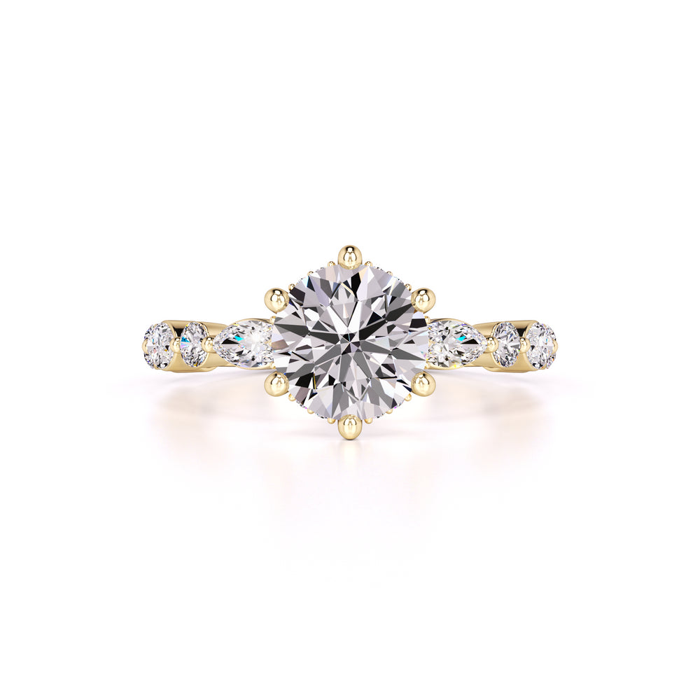 Lucy Moissanite & Lab Grown Diamond Ring | Yellow Gold | 1