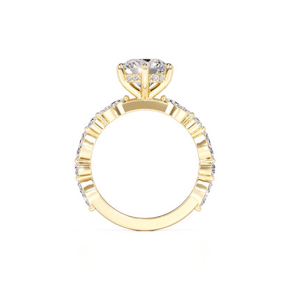 Lucy Moissanite & Lab Grown Diamond Ring | Yellow Gold | 4
