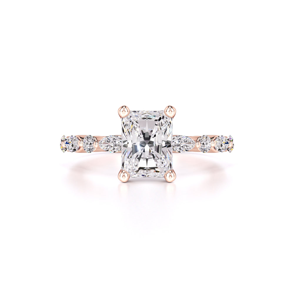Jade Moissanite & Lab Grown Diamond Ring | Rose Gold | 1
