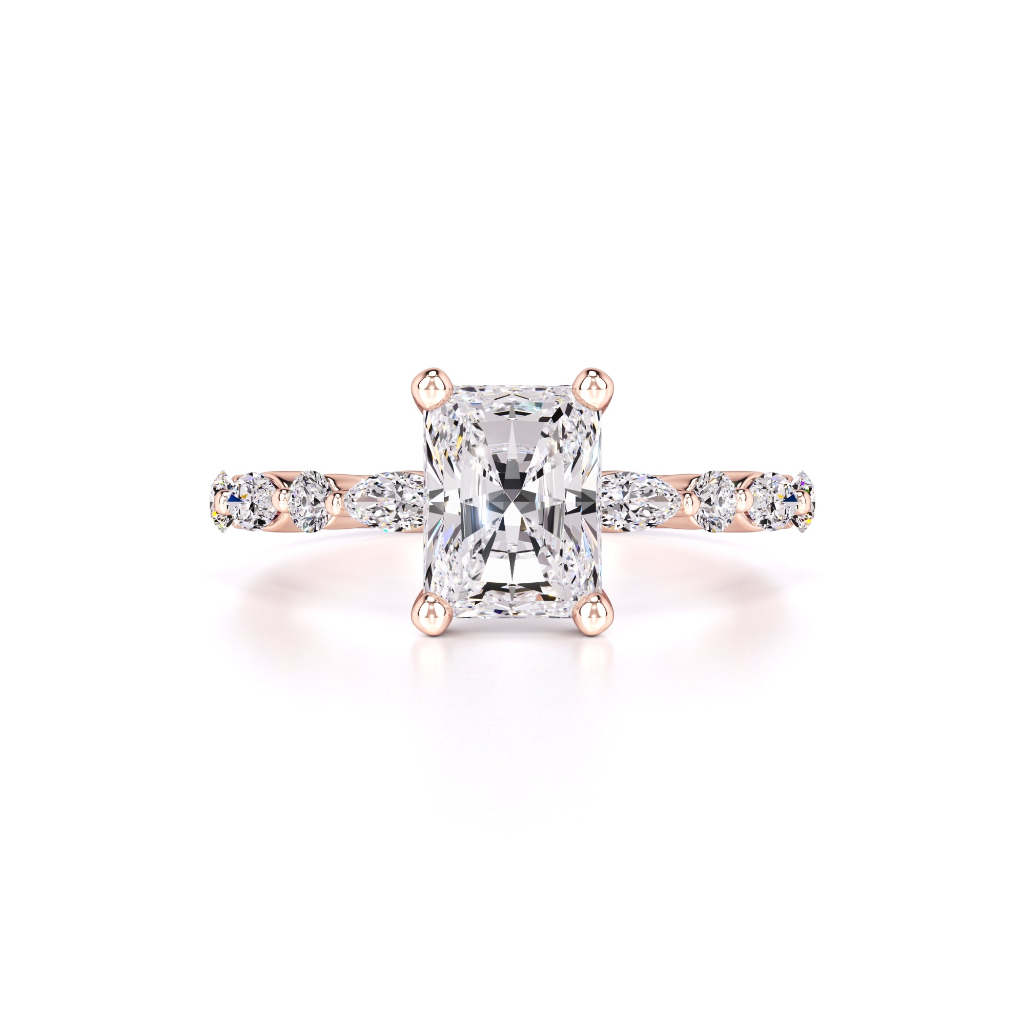 Jade Moissanite & Lab Grown Diamond Ring | Rose Gold | 1