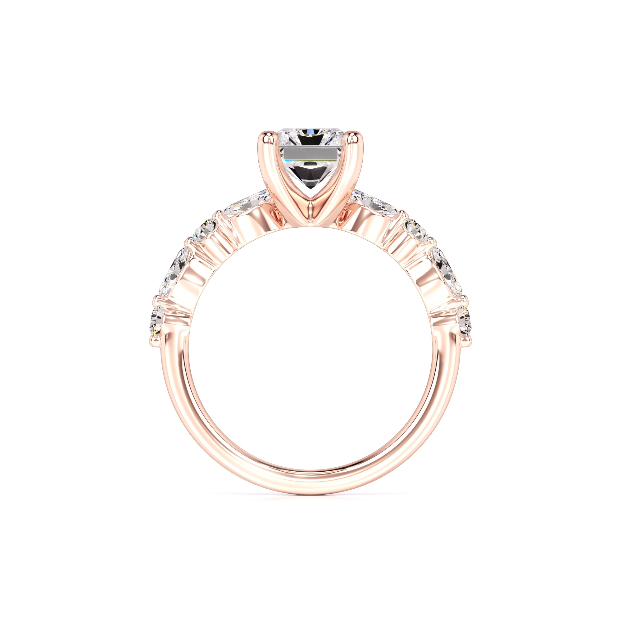 Jade Moissanite & Lab Grown Diamond Ring | Rose Gold | 4