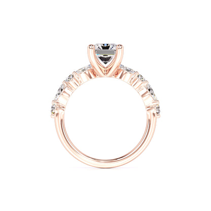 Jade Moissanite & Lab Grown Diamond Ring | Rose Gold | 4