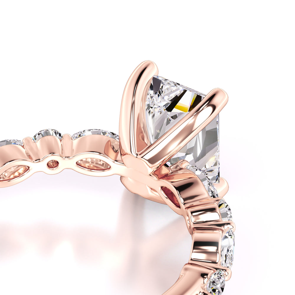 Jade Moissanite & Lab Grown Diamond Ring | Rose Gold | 2