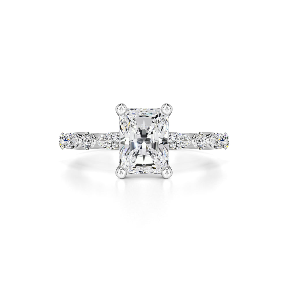 Jade Moissanite & Lab Grown Diamond Ring | White Gold | 1