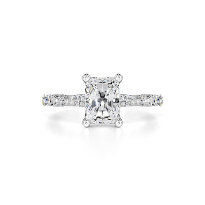 Jade Moissanite & Lab Grown Diamond Ring | White Gold | 1