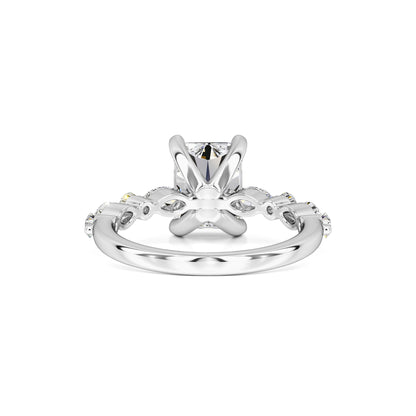 Jade Moissanite & Lab Grown Diamond Ring | White Gold | 3