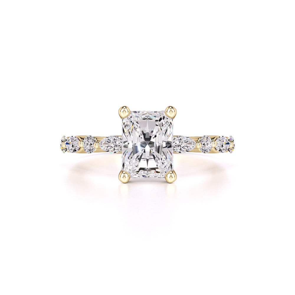 Jade Moissanite & Lab Grown Diamond Ring | Yellow Gold | 1