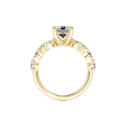 Jade Moissanite & Lab Grown Diamond Ring | Yellow Gold | 4