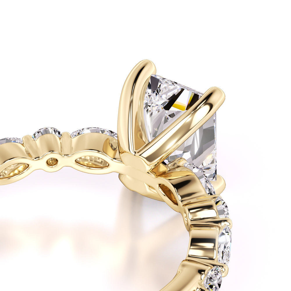 Jade Moissanite & Lab Grown Diamond Ring | Yellow Gold | 2